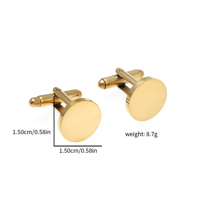Round Stainless Steel 15Mm Mirror-Polished Men'S Cufflinks
