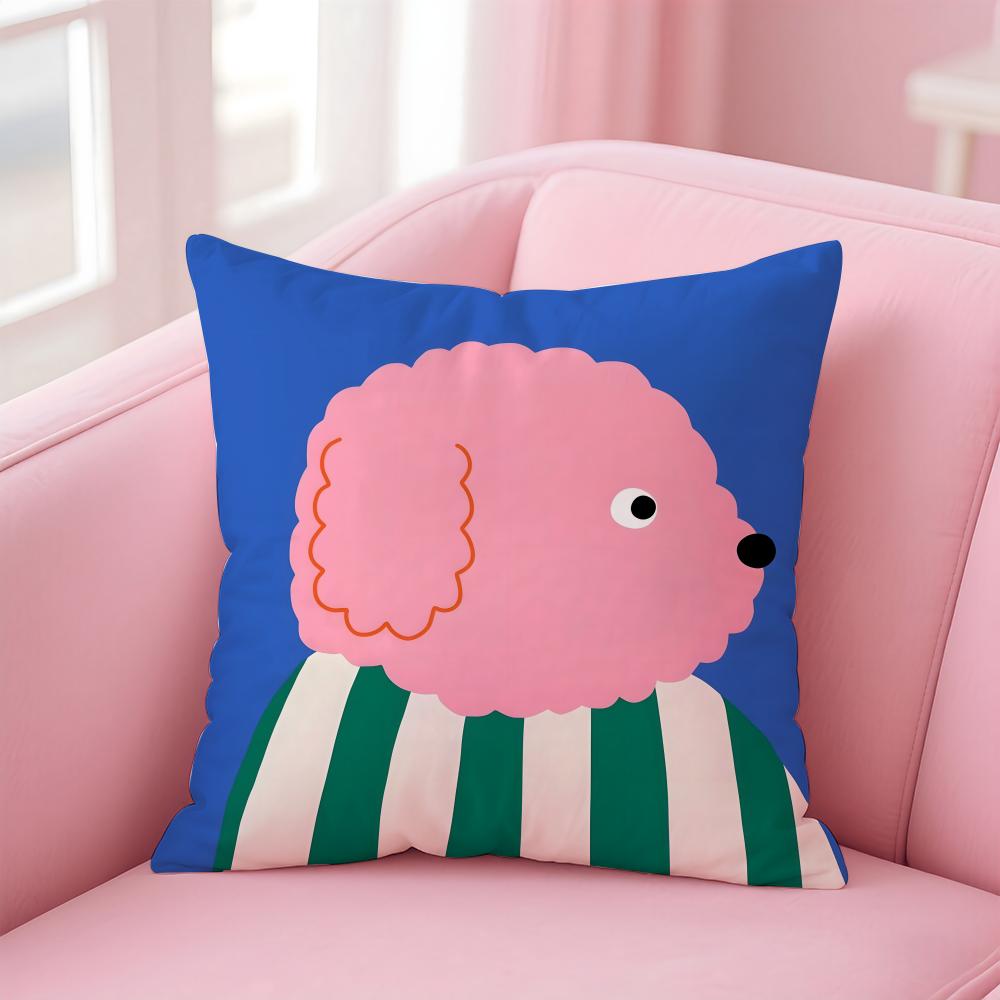 Casual Daily Simple Cute Friendly Cats And Dogs Cushion Cover Pillow Case Soft Friendly Fabric  Concealed Zipper