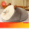 Slippers Cat Nest In Winter Warm Semi-enclosed Four-season Pet Cat Bed Dog Kennel Winter Cat Sleeping Thick Cushion