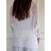 Women's Sweater Loose Hollow Knit Star Cardigan Round Neck Sun Shirt Summer Swimsuit Cover Up