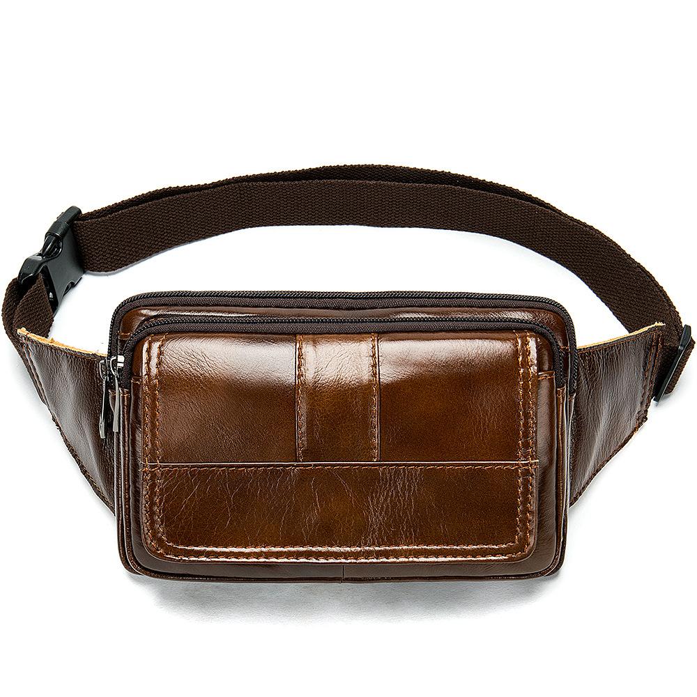 Leather Men's Waist Bag, Cowhide Outdoor Single Shoulder Crossbody Chest Bag, Men's Small Bag