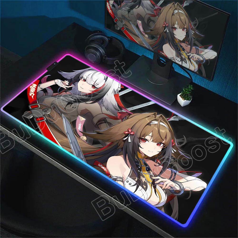 ZZZ YeShunguang RGB Mouse Pad Zenless Zone Zero Desk Mat Computer Accessories Mousepad Stitch Edge Natural Rubber Keyboard Mat