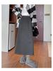 Khaki Wool High-Waist Slimming Midi Skirt for Women - A-Line, Hip-Hugging, Spring/Autumn 2026