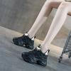 Fashion 8cm 2024 Ankle Boots Cow Genuine Leather Chunky Sneakers Spring Autumn Casual Women Platform Wedge Vulcanized Ladies Shoes