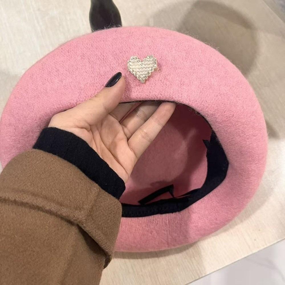 Retro Winter Wool Berets Hat Heart Shape Felt Berets Fashion French Artist Hat Lady