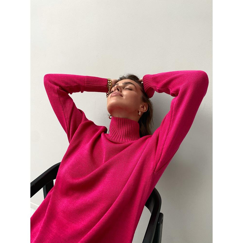 **Women's Thickened Knit Top Autumn Winter Loose Turtleneck Sweater Oversized High Neck Jumper**