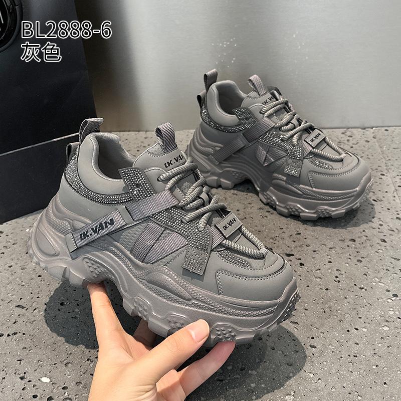 Leather platform dad shoes spring new small casual sports shoes
