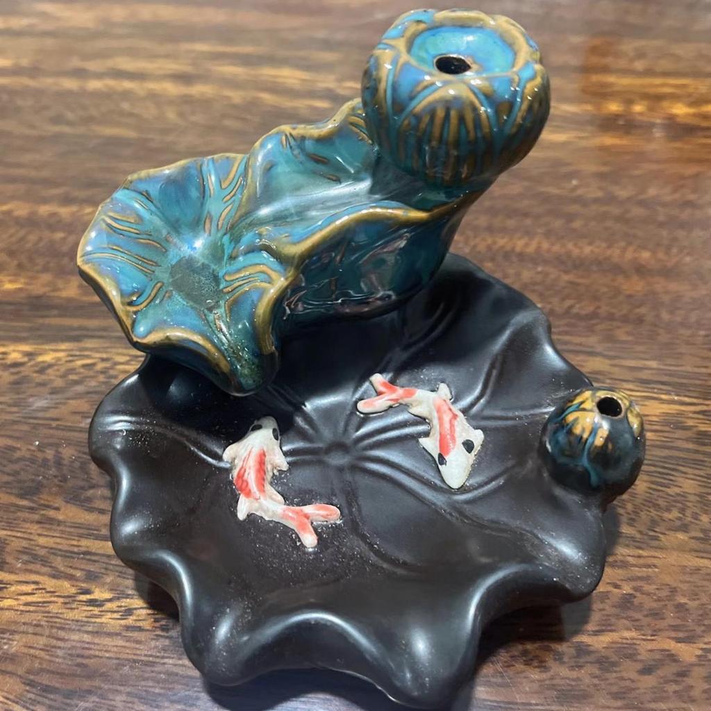 Creative Resin Backflow Incense Burner - Mountain Stream Design, for Sandalwood and Agarwood, Indoor Home Décor