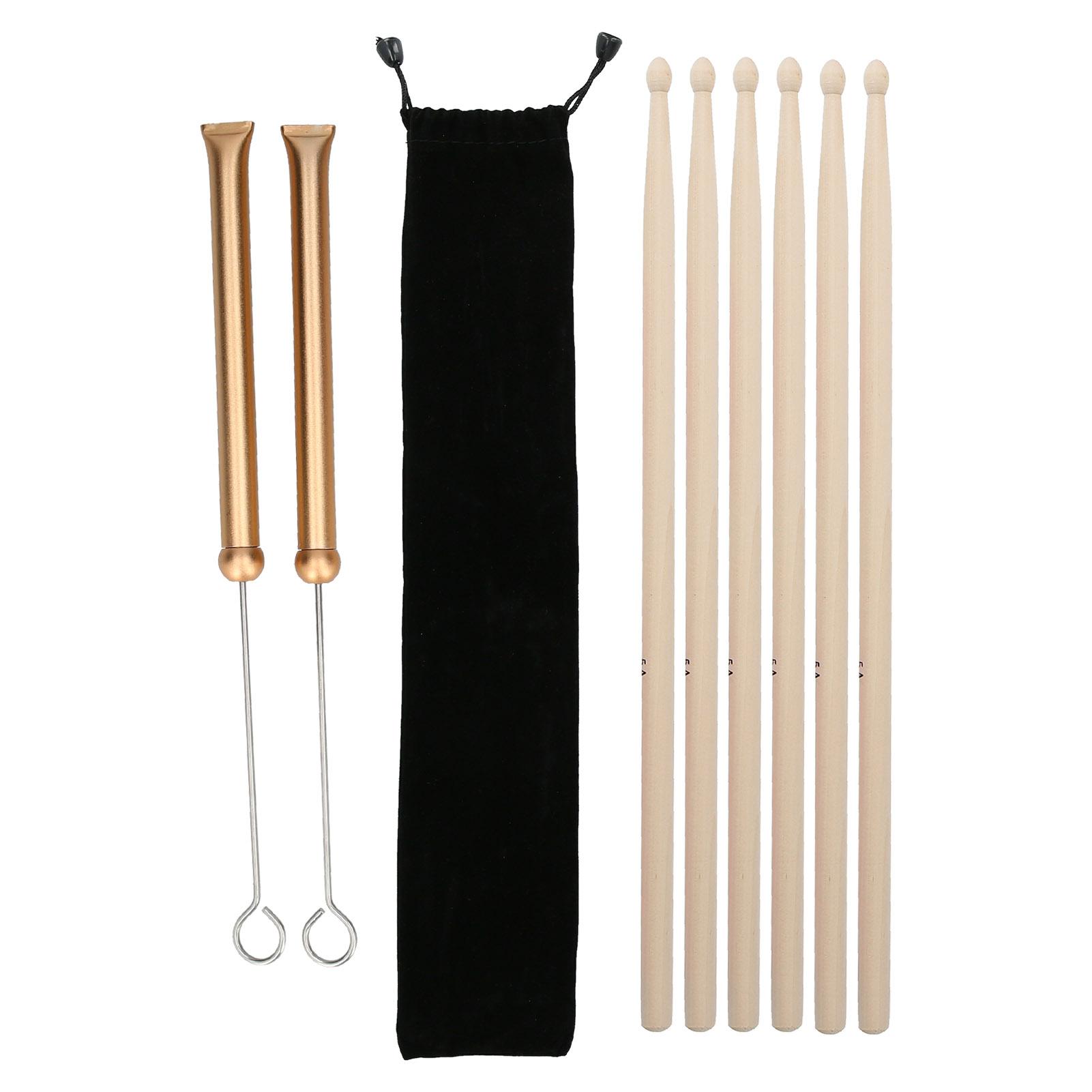 

Drum Stick Brush Set Jazz Retractable Metal Wire 5A Rod Plush Bag Percussion Accessories(Gold )