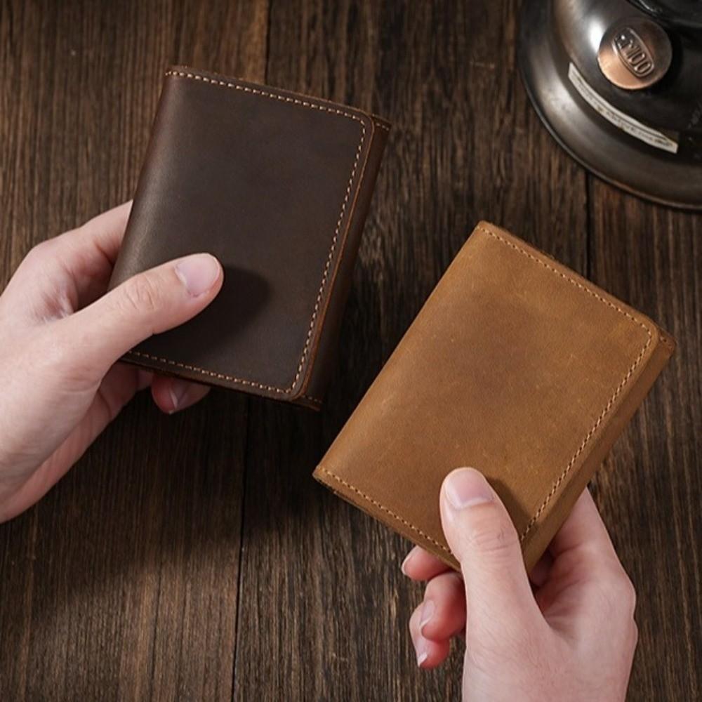 Durable Genuine Leather Card Holder Multi Card Slot Thin Business Card Case Portable Credit Card Holder Men