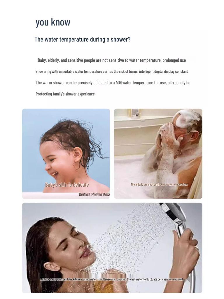 Intelligent All-Copper Digital Display Shower Set with Adjustable Temperature and Pressure for Home Use