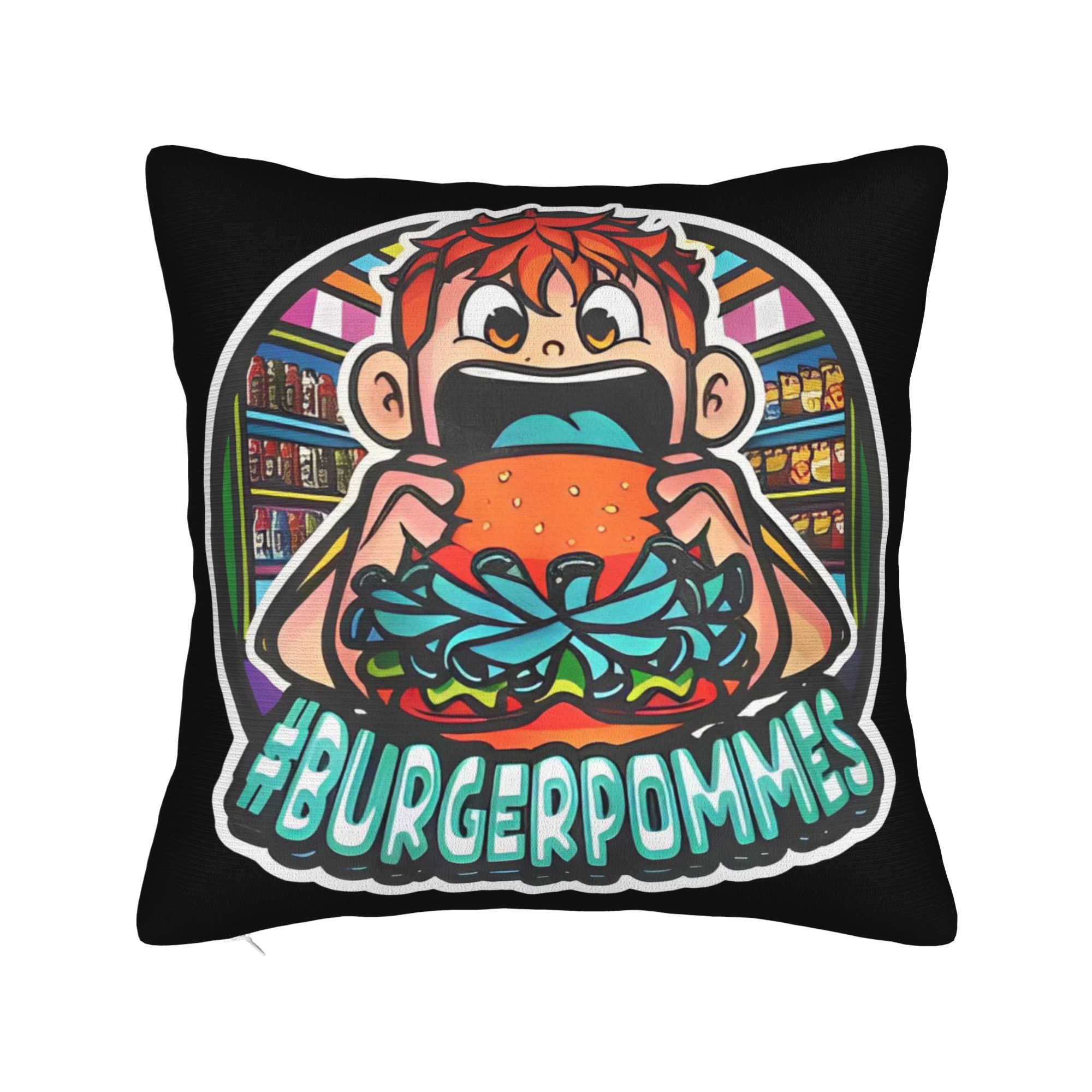 

Lukasbs Lukas Icrimax Burgerpomms Pillow Case Square Pillow Cover Fashion Pillowcases For Sofa Couch Bed Living Room 18x18Inch