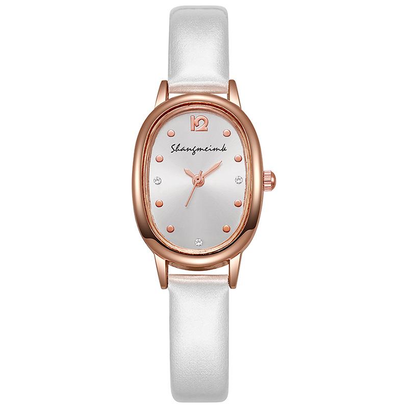 Retro Oval Ladies' Quartz Watch - Leather Strap, Simple Design