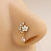 Women Fashion Floral Teardrop Dangle Nose Ring Festival Gifts Universal Girls L-Shaped Sparkling Zircon Nose Piercing Stud Set