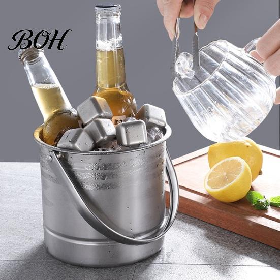 Portable Bar Ice Bucket Stainless Steel with Removable Strainer, Wine Champagne KTV Cooler for Beer Red Wine, Snacks Home Gatherings