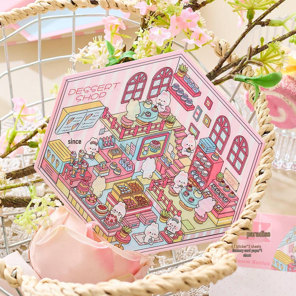 Zaomao Cute Town 3D Landscape Stickers - Fun DIY Student Pack