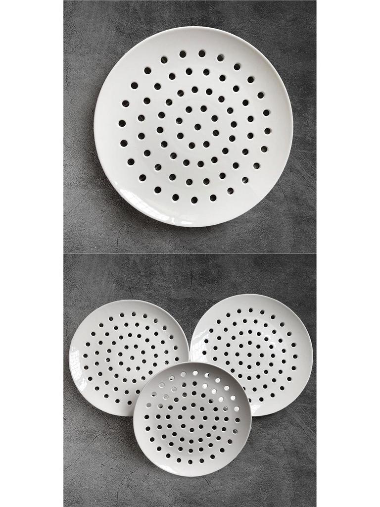 Ceramic Microwave Steamer Plate with Fine Pores - Universal Food Grade for Steaming Seafood, Fish, Buns, and More.