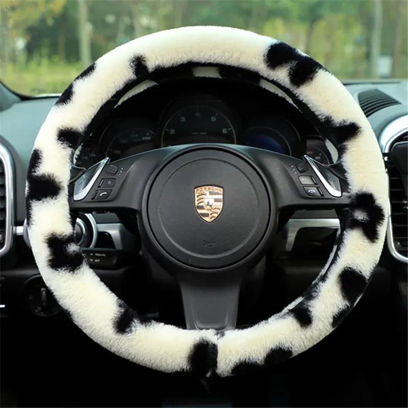Winter Car Steering Wheel Cover Plush Warm Lint Fashion Cute Product Interior Accessories for Woman Girls Female Driver