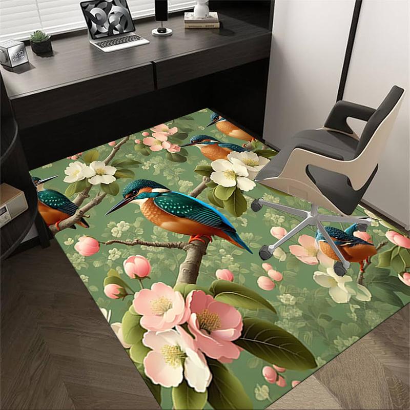 1 Stück Retro-Vogelmuster Extra groß Rutschfester Bodenteppich, Büro, Familie, Schlafzimmer, Großer Teppich Innenbereich Teppiche, Lebendige Farben-W205