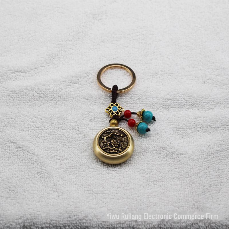 Pure Brass Zodiac Gyroscope Keychain Ornament