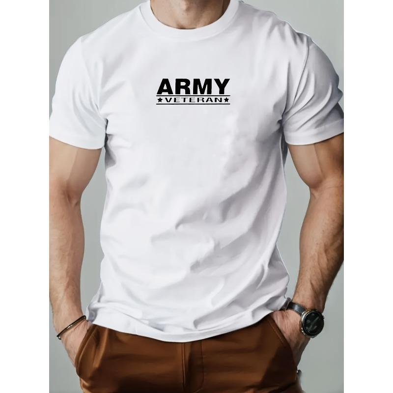 

European sizes Men S Army Graphic T-Shirt - Crew Neck Tee, Regular Fit Casual Shirt for Everyday & Formal Outfits - Breathable Summer Top for Army S белый