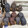 Vintage Plaid Backpack College Style Junior High School Student Schoolbag