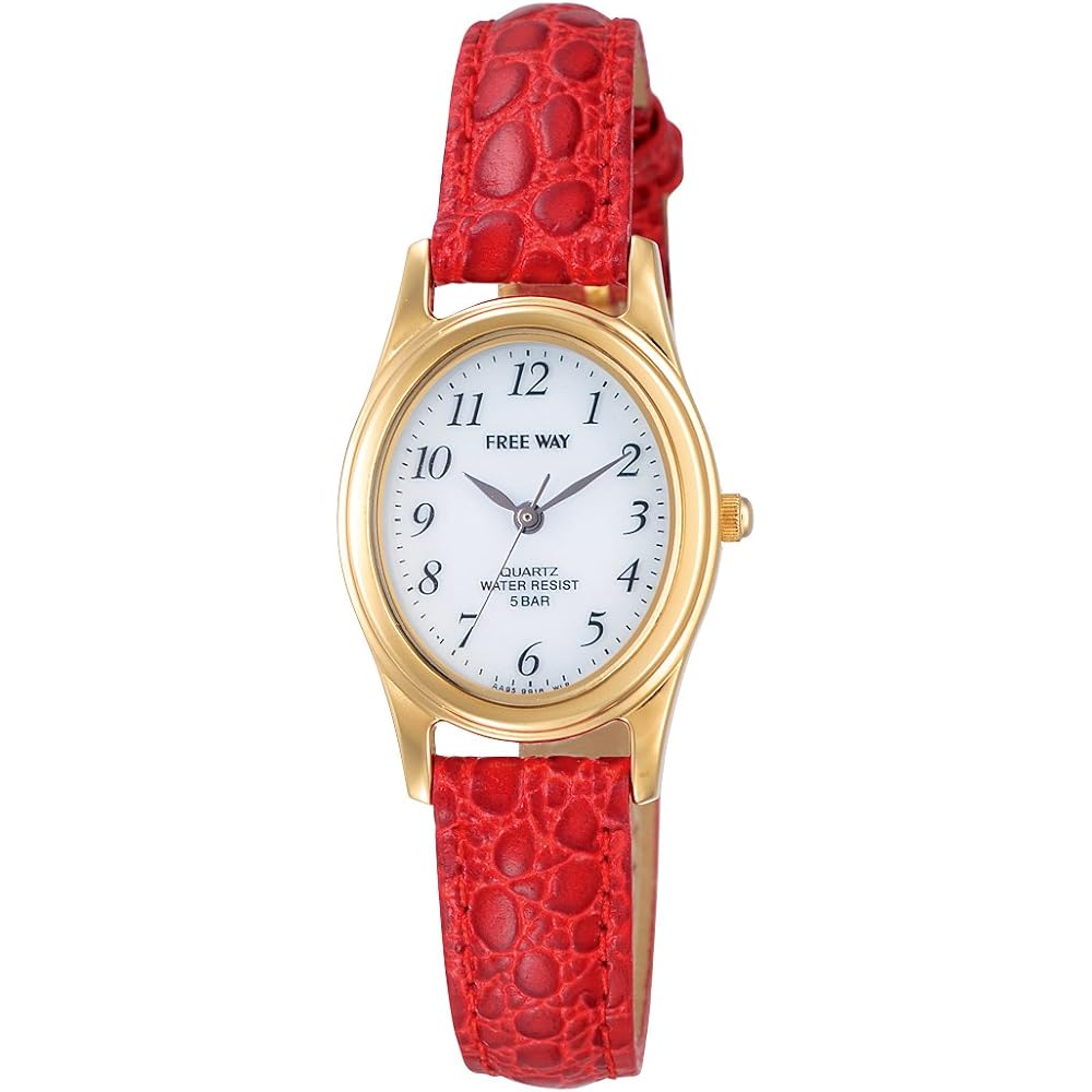 Citizen Q&Q Analog Solar Waterproof Watch Leather Strap AA95-9918 Women s White Red
