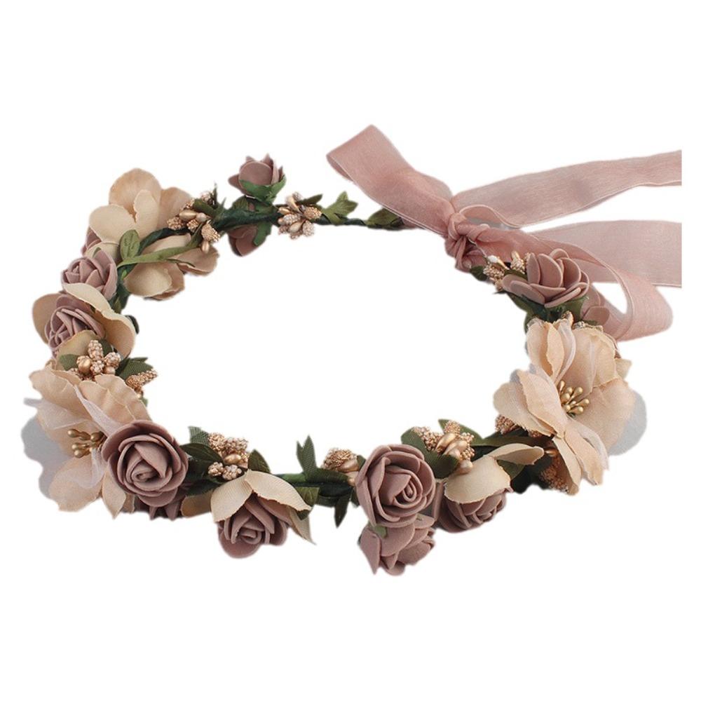 

Headpieces Bridal Wedding Headdress Seaside Jewelry Flower Hairband Romantic Headwear Wreath коричневий