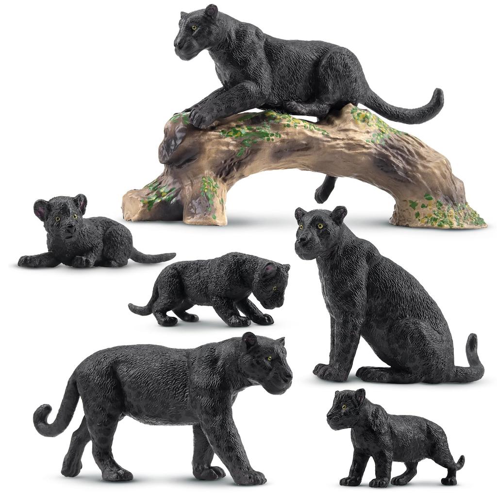 TOYMANY 7-Piece Black Panther Figure Set, Animal Figure Model, Parent-Child Friendly, Realistic Model, Popular Toy, Birthday Gift, Christmas, New