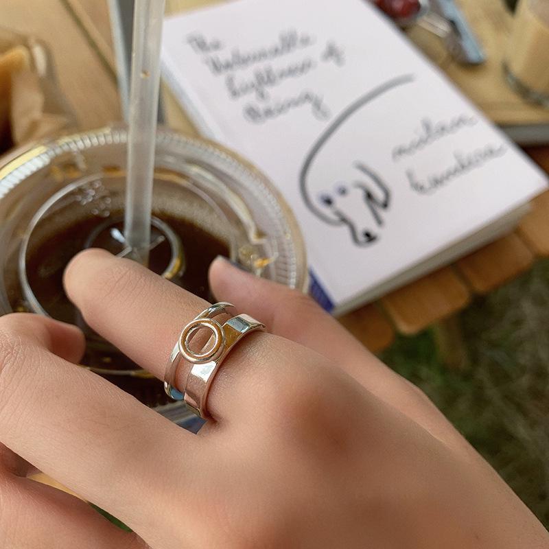European S925 Polygonal Ring: Women s Cool, Retro Hollow Double Layer Index Finger Ring Adjustable Open Size