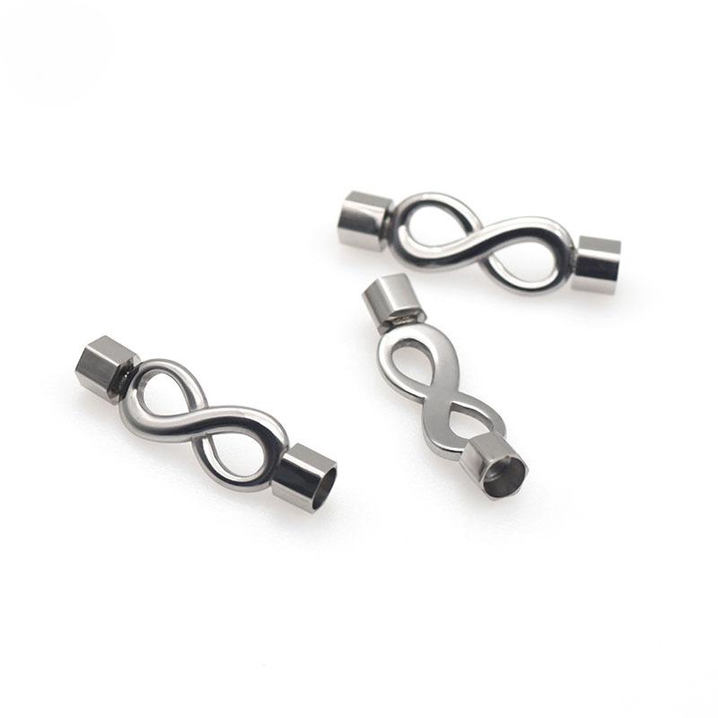 

Stainless Steel Charm Infinity Leather Rope Connect AccessoryTitanium Steel Bracelet Hexagonal Round Mouth DIY Jewelry Making Inner hole 6mm