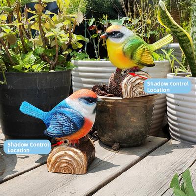 Bird Ornament with Light-Triggered Bird Sound Lifelike Look Decorative Bird Sculpture Garden Courtyard Decor