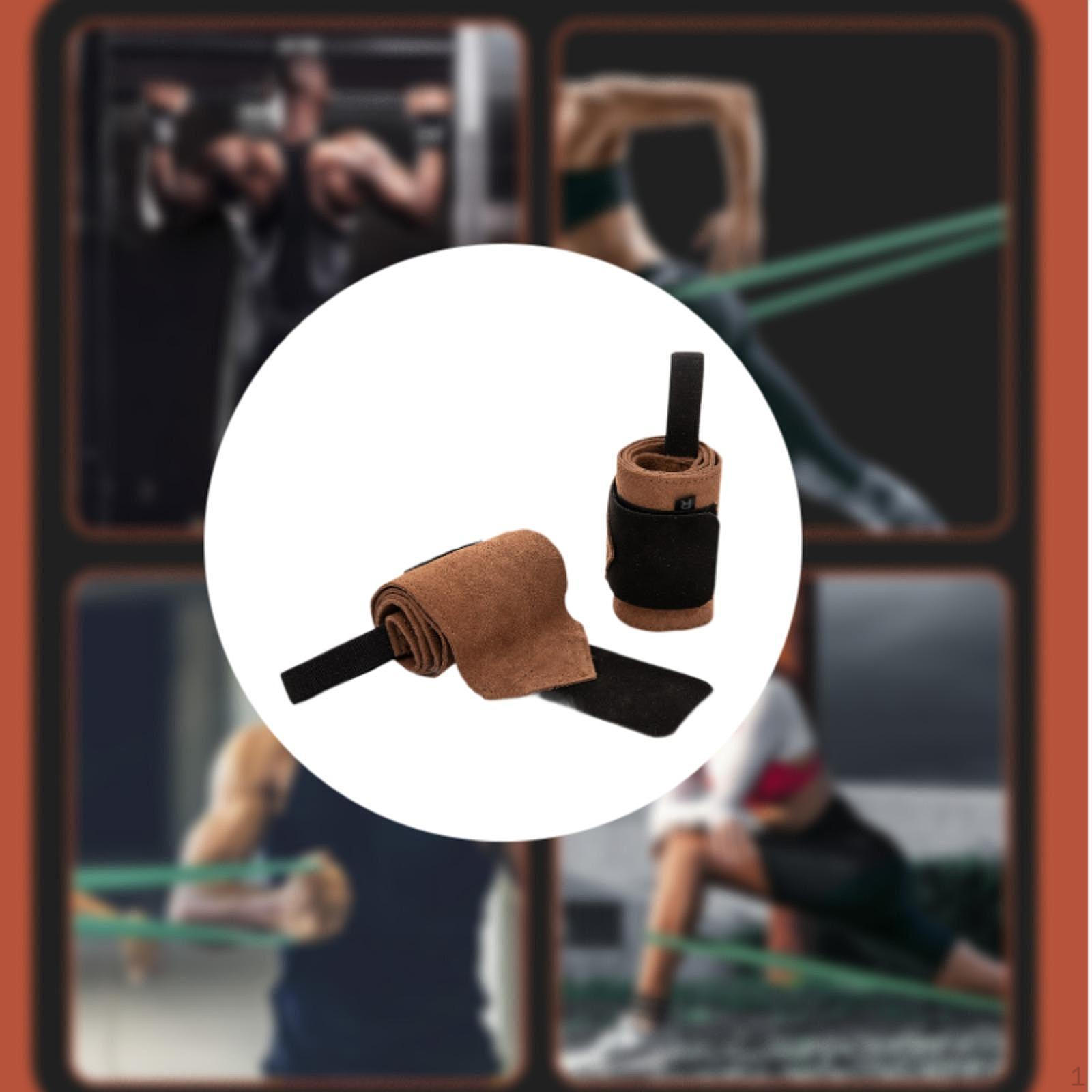 

2x Пауэрлифтинг лямки для запястья тренажерный зал напульсник для становой тяги Спорт Женщины Мужчины коричневый