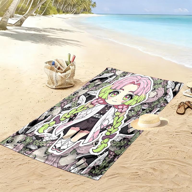 Demon Slayer Print Beach Towel, Large Soft Quick Dry Towel for Beach Camping Swimming