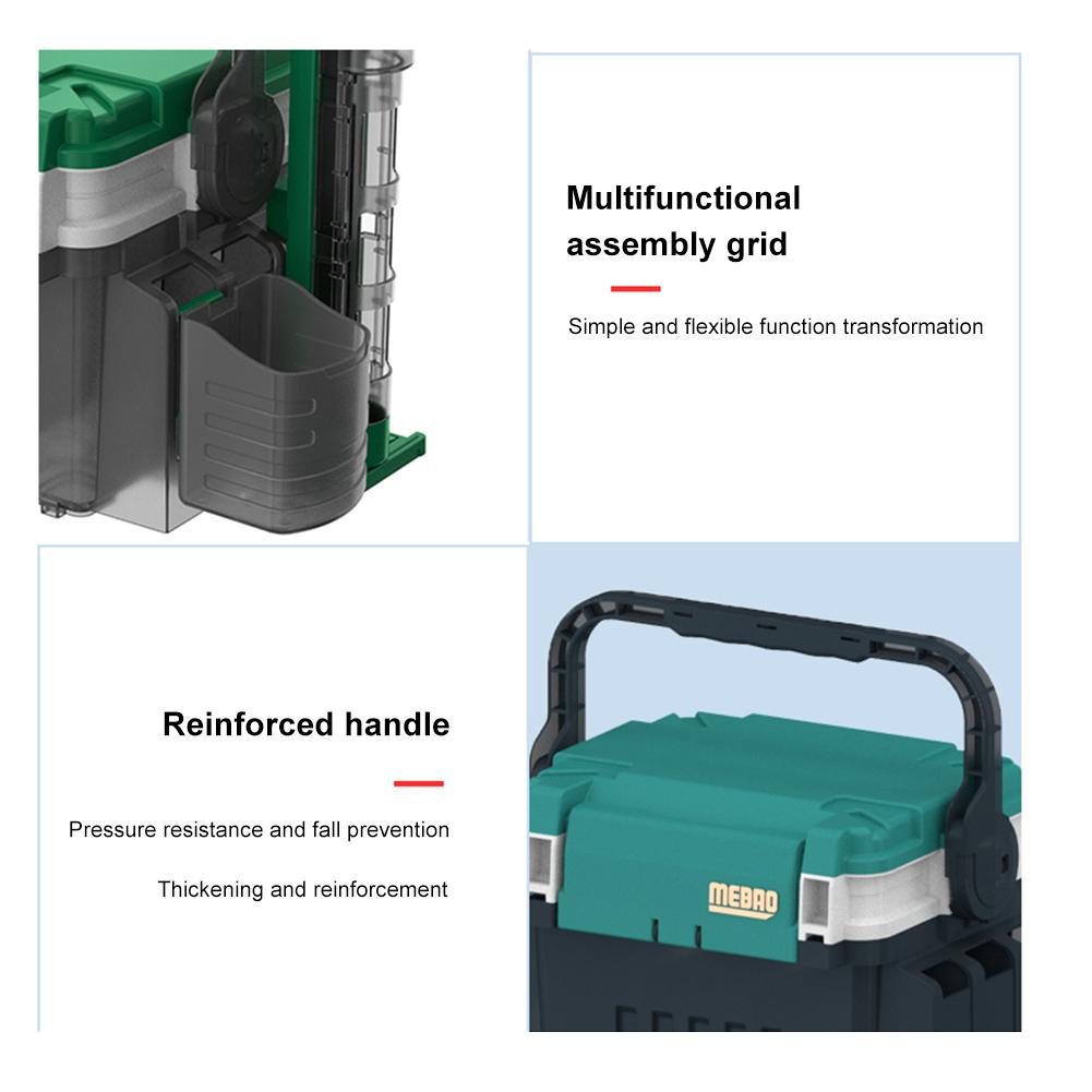 Double Layer Fishing Rod Reel Box with Handle Fishing Tool Storage Box Large Capacity Portable Multifunctional for Men Women