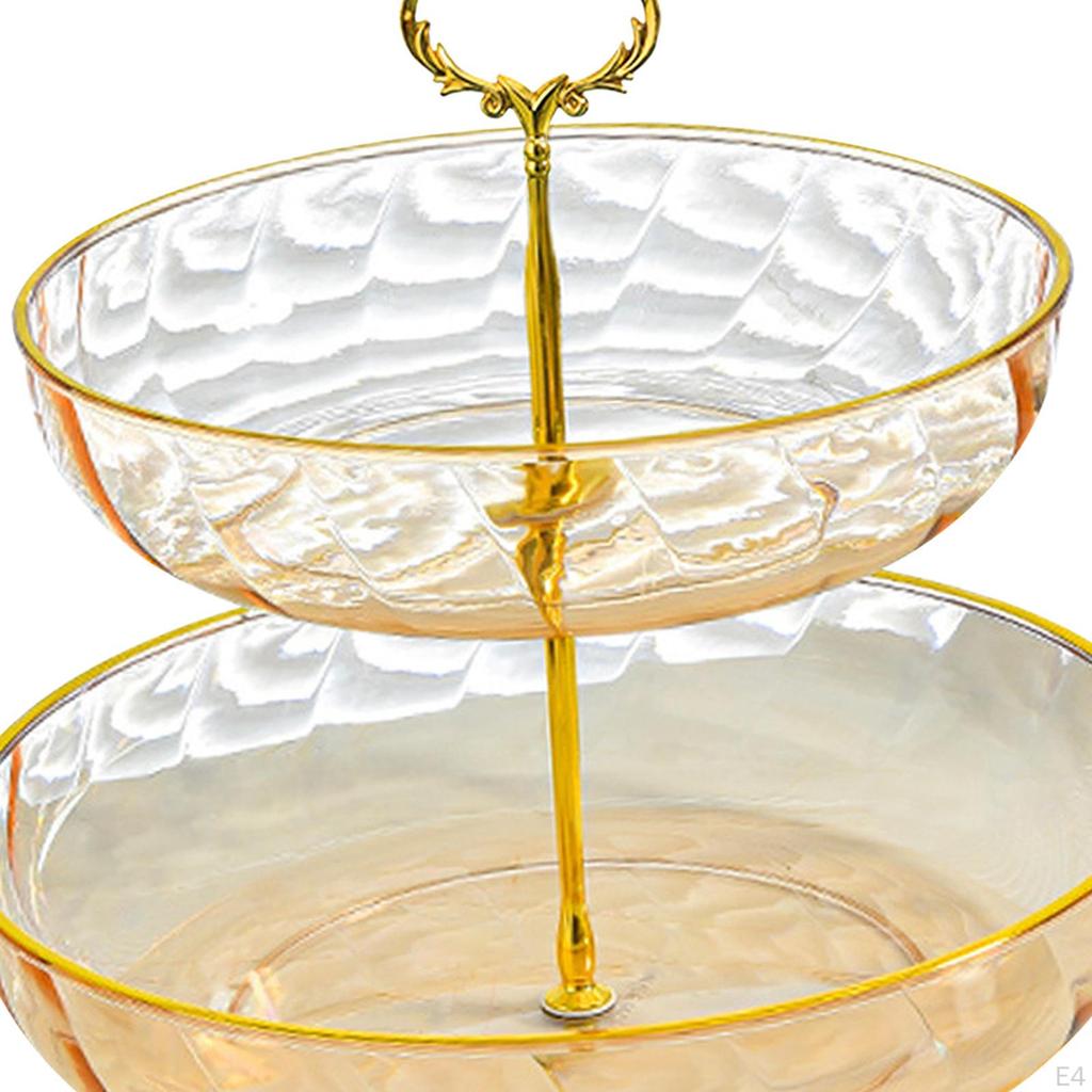 Cake Stand 2 Tier Fruit Snack Plates Dessert Rack with Handle Pastry Holder Serving Tray for Home