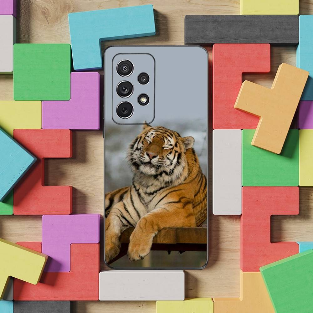 COOL Animal Tiger Phone Case For Samsung S22,S21,S20,S10,S9,S25,S24,S23,Ultra,FE,Plus,Lite,Soft Silicone Black