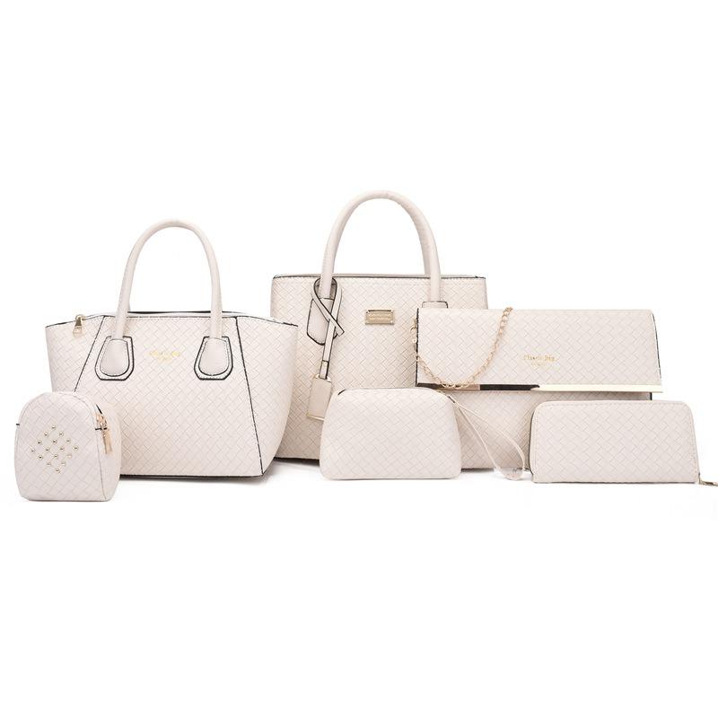 Woven six-piece mother and child bag new retro large-capacity women's shoulder portable messenger bag