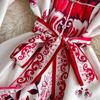 Autumn Holiday Red Blue And White Porcelain Maxi Dress Women Long Sleeve Single Breasted Lace Up Belt Flower Print Robe