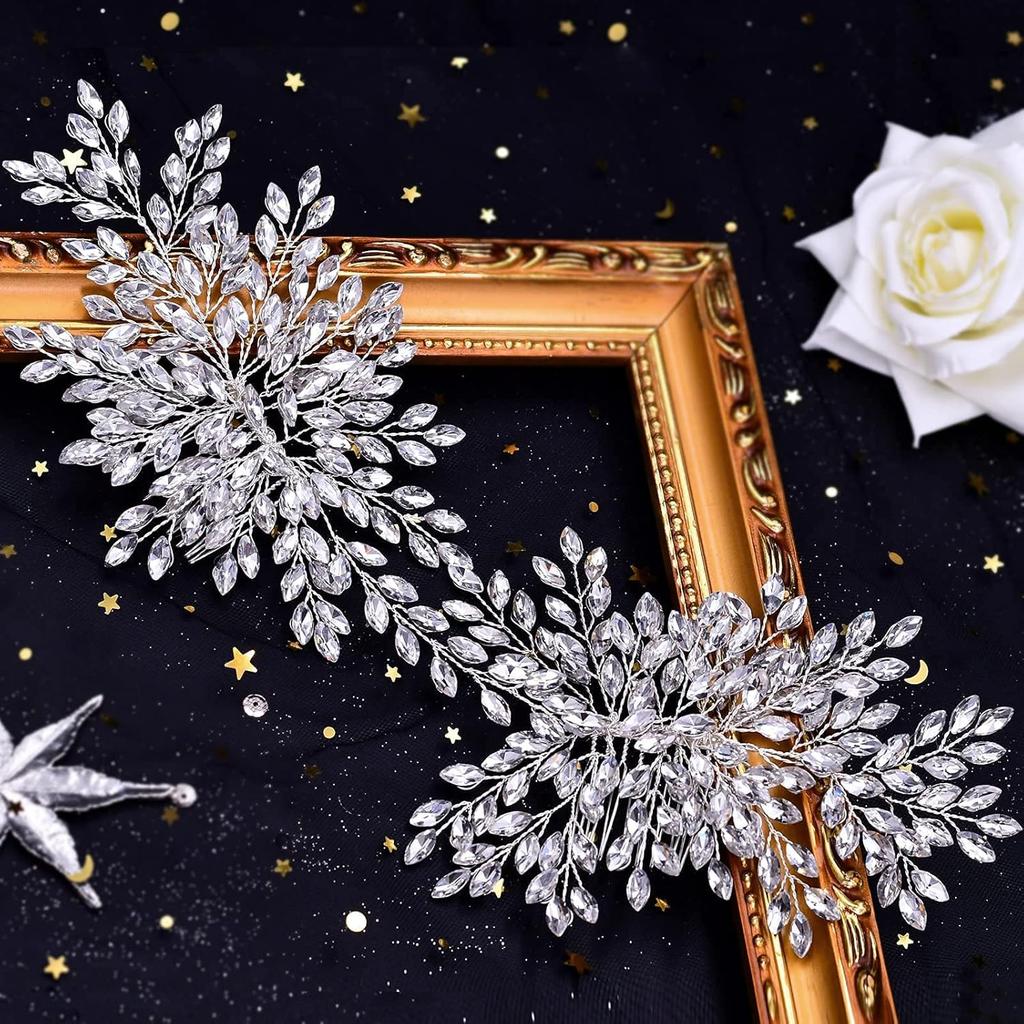 Bridal Wedding Hair comb Wedding Headpiece for Bride Rhinestone Wedding Headband Crystal Hair Accessories for Women and Girls (Silver), one size