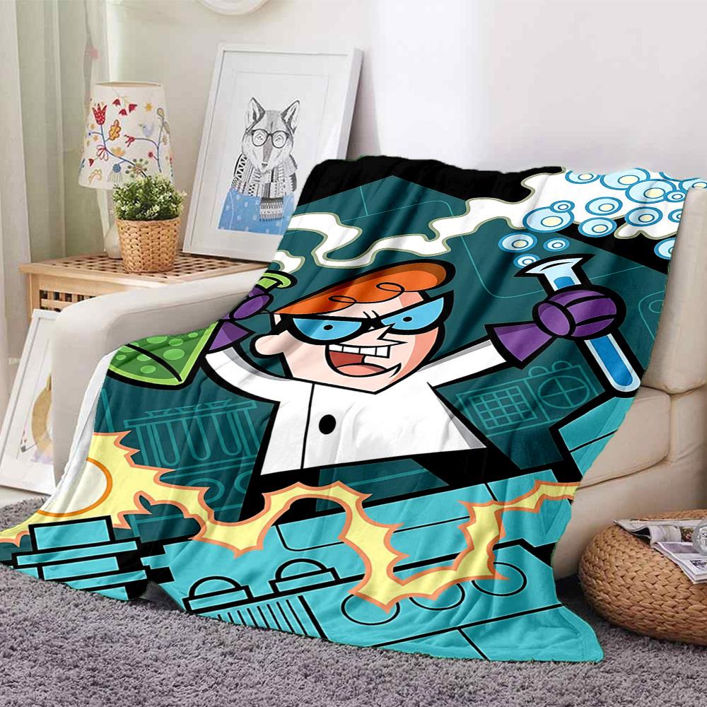 1pc Dexter's Laboratory Cozy Print Blanket Lightweight Warm Flannel Throw Blanket For Sofa, Bed, Living Room