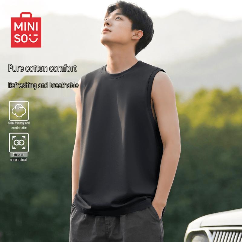 

MINISO Men s Cotton Sleeveless T-Shirt L
