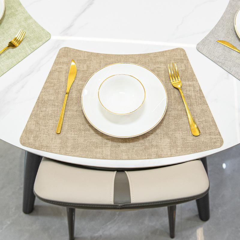 Fan-shaped Household Leather Placemat Hotel Restaurant Fan-shaped Western Dining Mat European Cloth Pattern Thermal Insulation Dining Table Mat