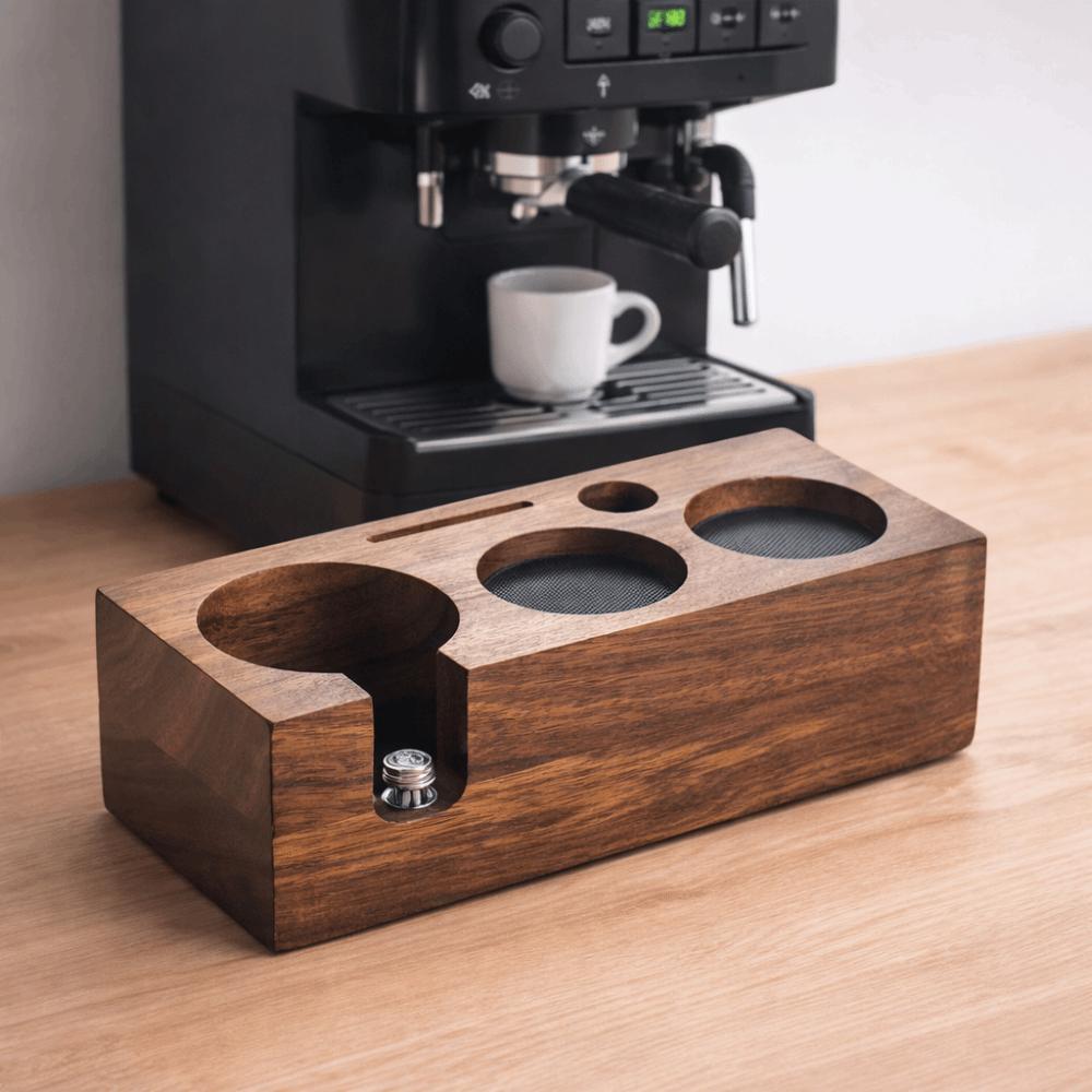 Non Slip Wooden Coffee Tamper Station 51/53/58 MM Coffee Tamper Stand Coffee Tamper Base  Cafe