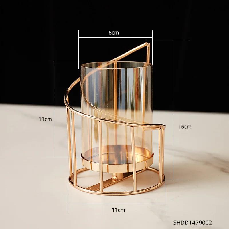 

Креативный металлический подсвечник, золотой, современный декор, подсвечник, стеклянная ваза, декоративная ваза, обеденный стол, подарки