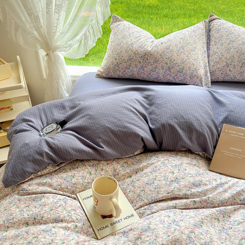 

Весенне-летний комплект из четырех предметов класса А для беременных и младенцев из стиранного хлопка для общежития, чисто хлопковое односпальное покрывало, шапка на кровать, постельное белье 2.0m Sheet 4pc quilt 2*2.4m