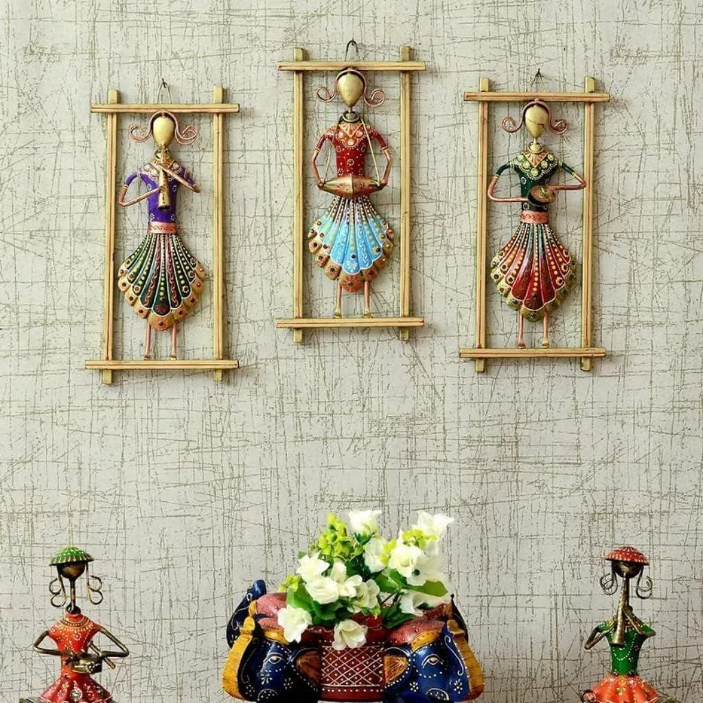 Musician Set Metal Wall Hanging Wall Decor Home Decor- Indian handicrafts Showpiece Figurine for Gifting Purpose | Home Decoration Showpiece