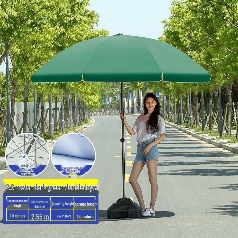 Großer Outdoor-Gewerbeschirm mit Doppelrippen - Sonnenschirm für Sonne, Werbung und Standnutzung