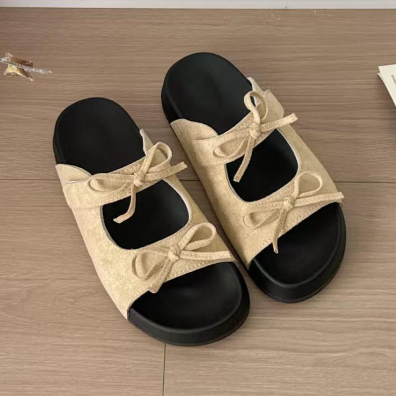 Fashion Bow Women Flats Slippers Elegant Slides Woman Shoes 2025 New Trend Summer Fashion Flip Flops Designer Walking Cozy Mujer Zapatos