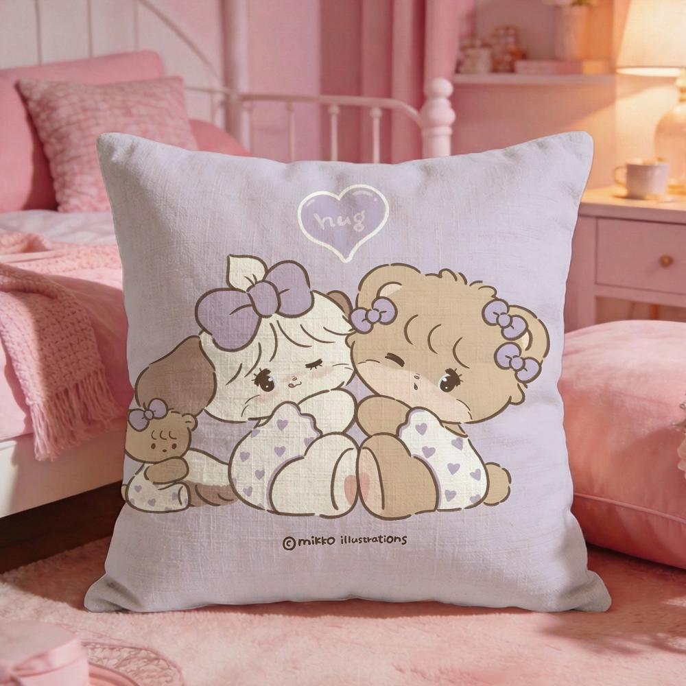 MMikkoS Cute Cat Cartoon Cushion Cover Premium Comfort Reversible Pillow Cove Two In One Design For Any Room  Car Interior